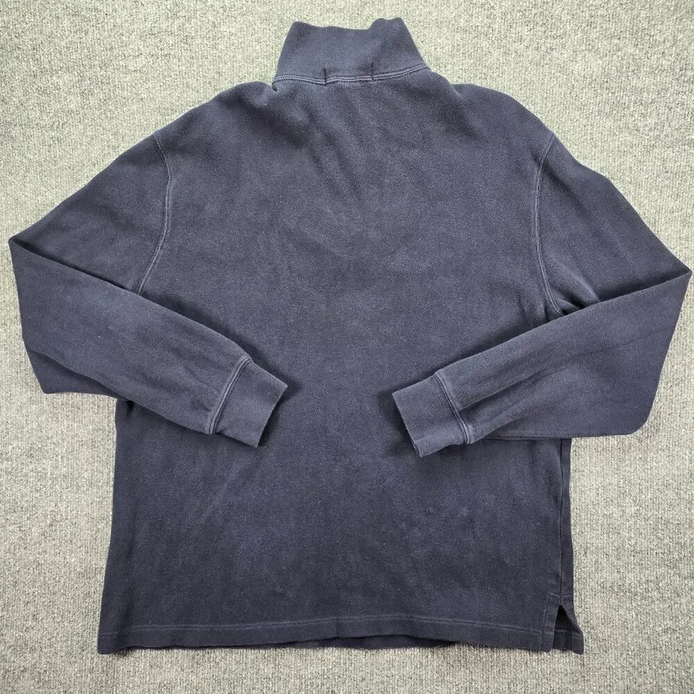 Vintage Polo Ralph Lauren 1/4 Zip Pullover Sweater Mens Large Navy Blue Pony